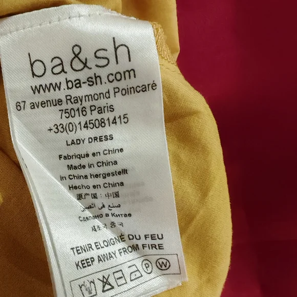 ba&sh Mustard Mini Dress with Short Sleeves 0185 - Picture 6 of 15